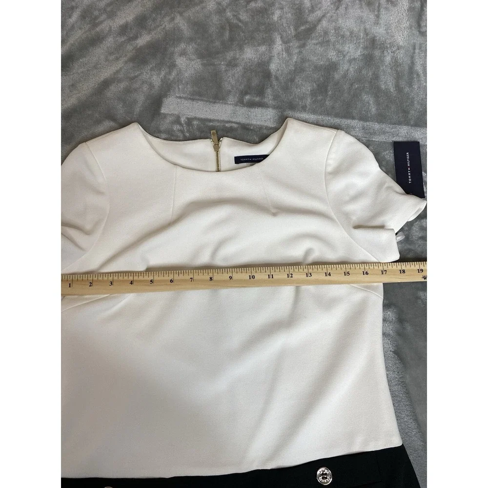 Tommy Hilfiger Shift Dress Black White Gold Accents Size 6 Color Block *NWT $99 - Picture 8 of 9